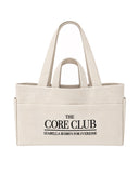 Bawełniana torba shopper The Core Club Natural z czarnym haftem i podwójnymi uchwytami