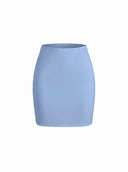 Gładka spódniczka mini Bottom Base Dusty Blue bez zewnętrznych szwów, na białym tle