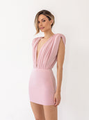 Dopasowana spódnica mini Bottom Base Dusty Rose z elastycznym pasem, ujęcie od przodu