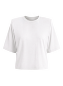 Pudełkowy biały T-shirt Kaia ze stójką i zaznaczoną linią ramion