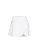 Biała trapezowa spódnica mini Skirt Glow z szerokim pasem i zaokrąglonym rozcięciem z przodu