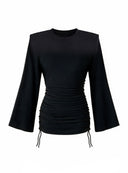 Czarny regulowany longsleeve Solaya z zabudowanym dekoltem i troczkami po bokach