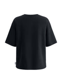 Gładki tył czarnego T-shirtu oversize Sunday Tee wykończony podwójnym przeszyciem