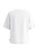 Gładki tył białego T-shirtu Sunday Tee z podwójnymi przeszyciami krawędzi