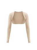 Krótkie cieliste bolerko sportowe Second Skin Body Nude na białym tle