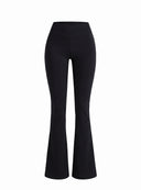 Czarne legginsy dzwony Flare Deep Black z wysokim i szerokim pasem