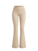Cieliste legginsy dzwony Flare Body Nude z szerokim pasem V - shape na białym tle