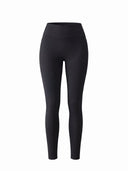 Czarne legginsy Second Skin Deep Black z wysokim stanem na białym tle - przód